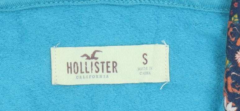 Hollister Womens Blue Hoodie Sweatshirt Small Full Zip Cotton Blend