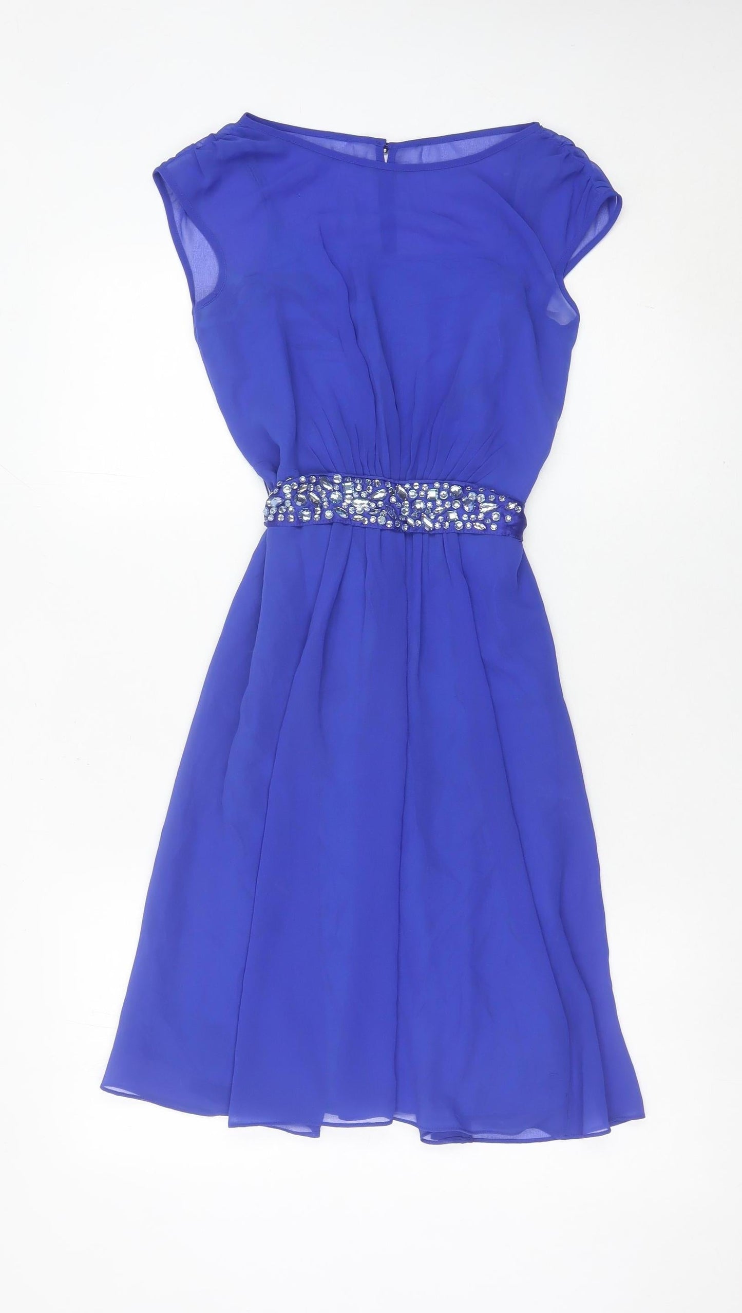 Coast Women’s Blue Beaded A-Line Formal Cocktail Dress UK 6