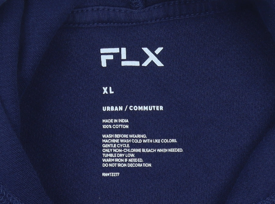 FLX Men’s Blue Pullover Hoodie XL Cotton Long Sleeve Casual