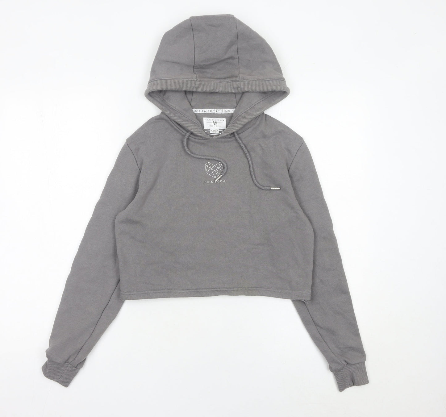 Pink Soda Women’s Grey Hoodie UK 8 Hooded Pullover Sweatshirt