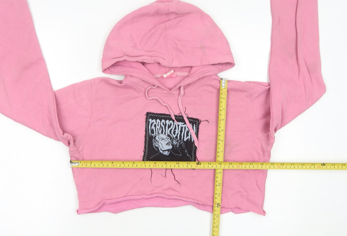 Roxy Women’s Pink Cropped Hoodie Size 10 Graphic Logo Cotton