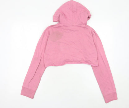 Roxy Women’s Pink Cropped Hoodie Size 10 Graphic Logo Cotton