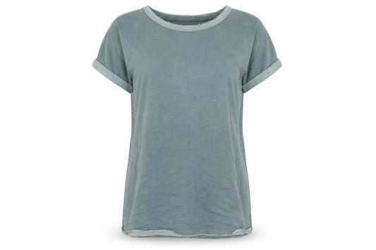Front view of Silence + Noise Women’s Green T-Shirt Dress, size L, Cotton Blend