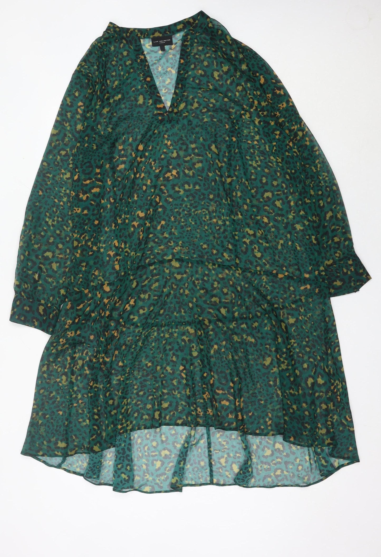 Live Unlimited London Women’s Green Leopard Shift Dress Size 20