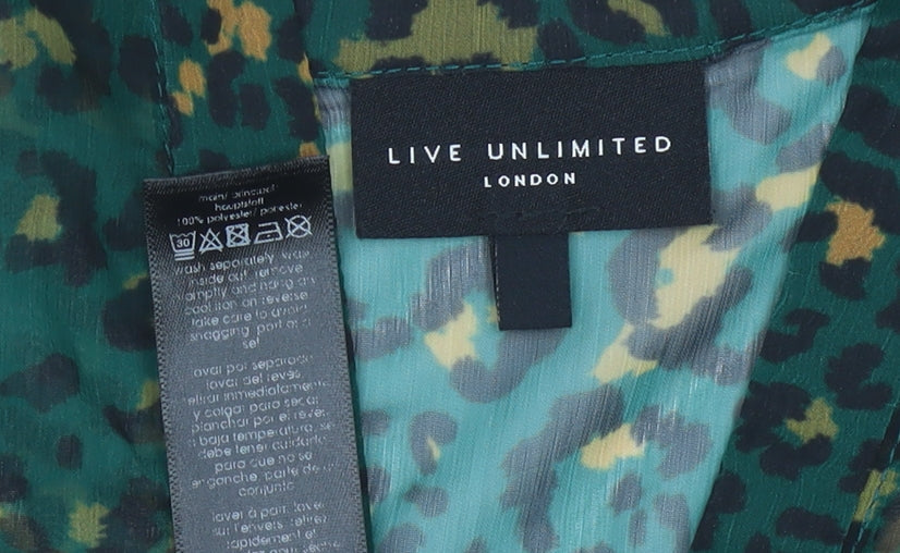 Live Unlimited London Women’s Green Leopard Shift Dress Size 20