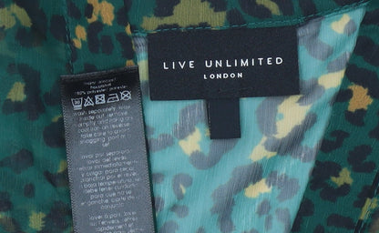 Live Unlimited London Women’s Green Leopard Shift Dress Size 20