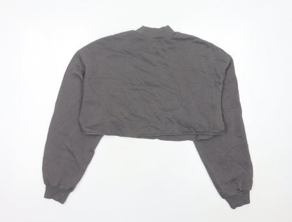 H&M Divided Women’s Grey Cropped Sweatshirt S Graffiti Print