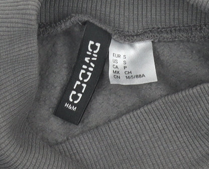 H&M Divided Women’s Grey Cropped Sweatshirt S Graffiti Print