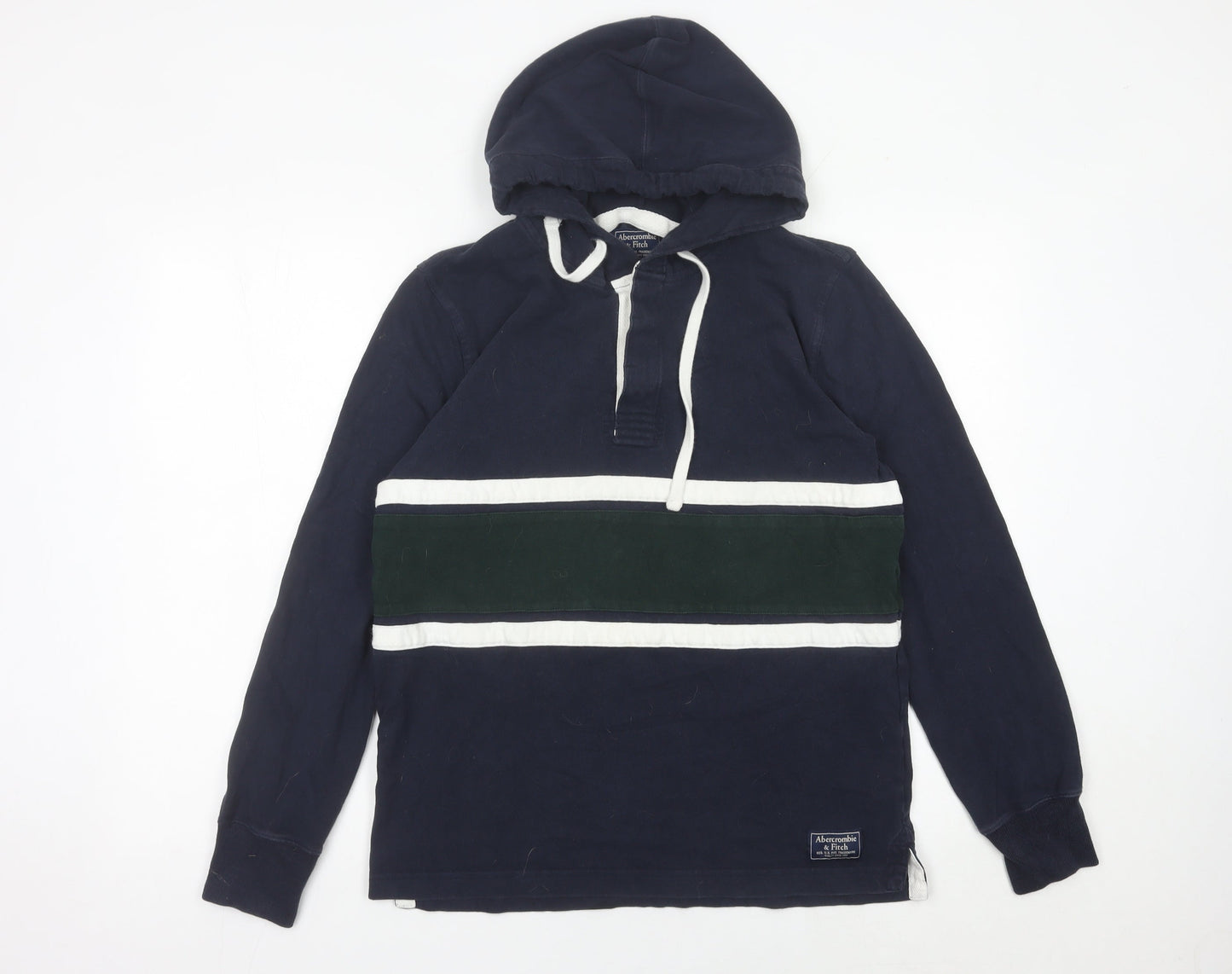 Abercrombie & Fitch Men’s Blue Pullover Hoodie Small Striped Cotton