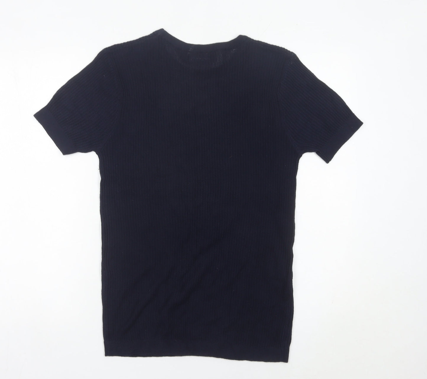 Zara Man Men’s Black Short Sleeve Slim Knit Pullover Jumper Size S