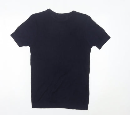 Zara Man Men’s Black Short Sleeve Slim Knit Pullover Jumper Size S