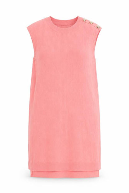 Et Vous Women’s Pink Knit Shift Dress Size M Sleeveless Round Neck