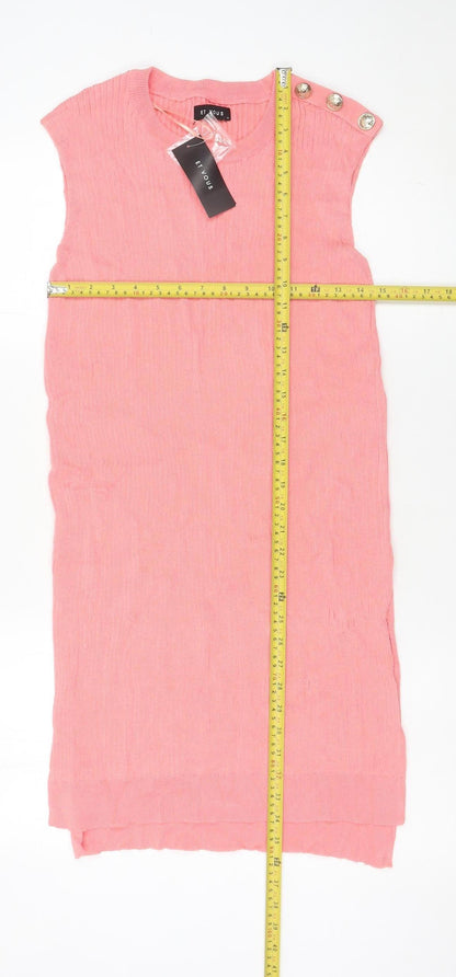 Et Vous Women’s Pink Knit Shift Dress Size M Sleeveless Round Neck