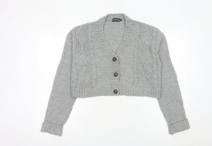 Womens UK Size 10 PRETTYLITTLETHING Grey Cardigan Jumper