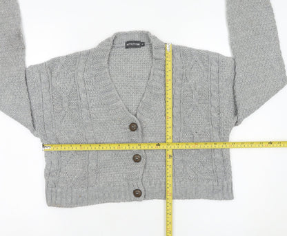Womens UK Size 10 PRETTYLITTLETHING Grey Cardigan Jumper