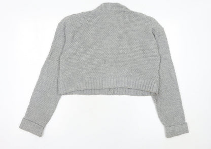 Womens UK Size 10 PRETTYLITTLETHING Grey Cardigan Jumper
