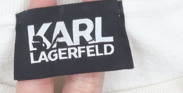 Karl Lagerfeld Women’s White Sweatshirt Medium Logo Detail