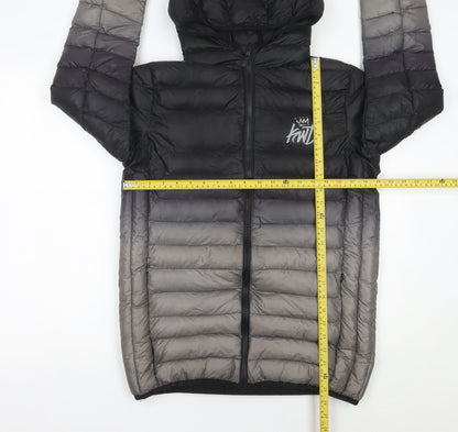 Kings Will Dream Boys Black Grey Puffer Jacket 14-15 Yrs Hooded Winter Coat