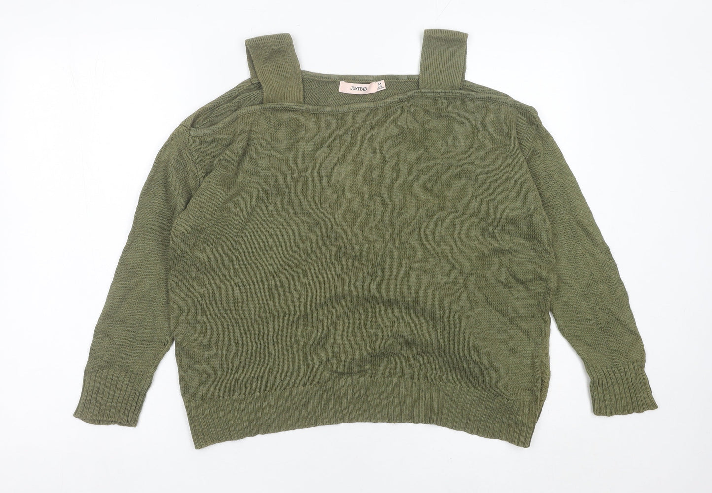 JustFab Women’s Green Cold Shoulder Knit Jumper Size M