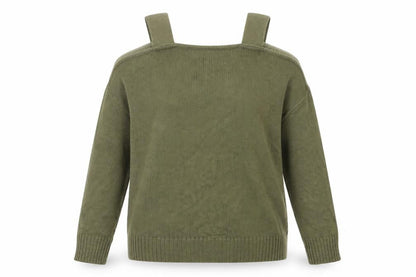 JustFab Women’s Green Cold Shoulder Knit Jumper Size M