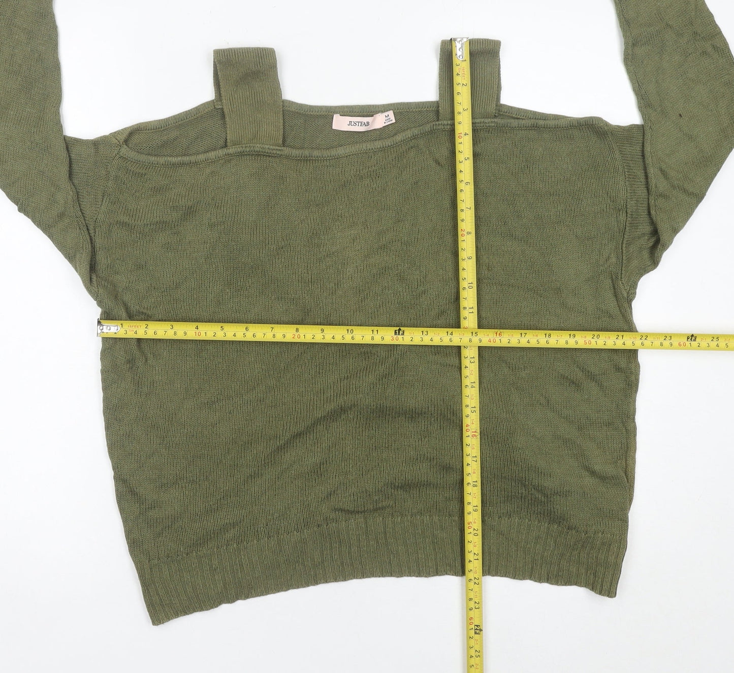 JustFab Women’s Green Cold Shoulder Knit Jumper Size M
