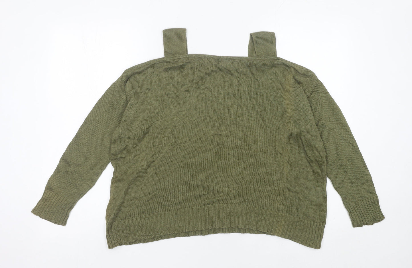 JustFab Women’s Green Cold Shoulder Knit Jumper Size M