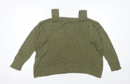 JustFab Women’s Green Cold Shoulder Knit Jumper Size M