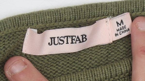 JustFab Women’s Green Cold Shoulder Knit Jumper Size M