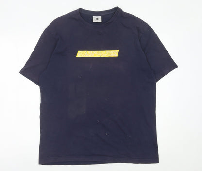 Daily Paper Men's Blue Cotton Graphic Print T-Shirt Size M