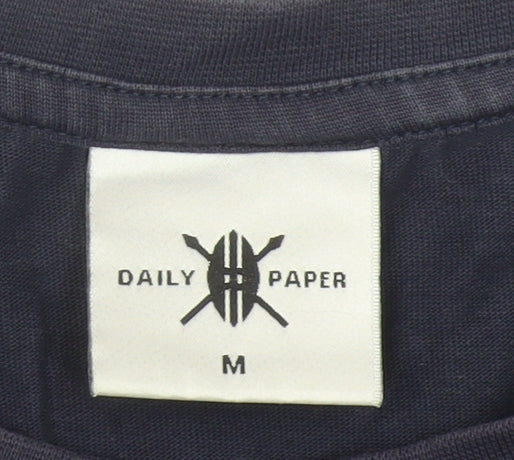 Daily Paper Men's Blue Cotton Graphic Print T-Shirt Size M