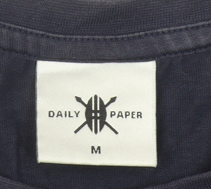 Daily Paper Men's Blue Cotton Graphic Print T-Shirt Size M