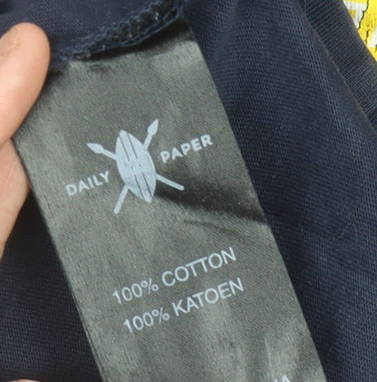 Daily Paper Men's Blue Cotton Graphic Print T-Shirt Size M