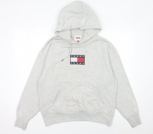 Tommy Jeans Men’s Grey Pullover Hoodie Small Logo Cotton