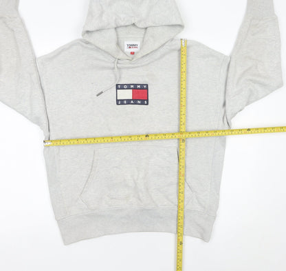 Tommy Jeans Men’s Grey Pullover Hoodie Small Logo Cotton