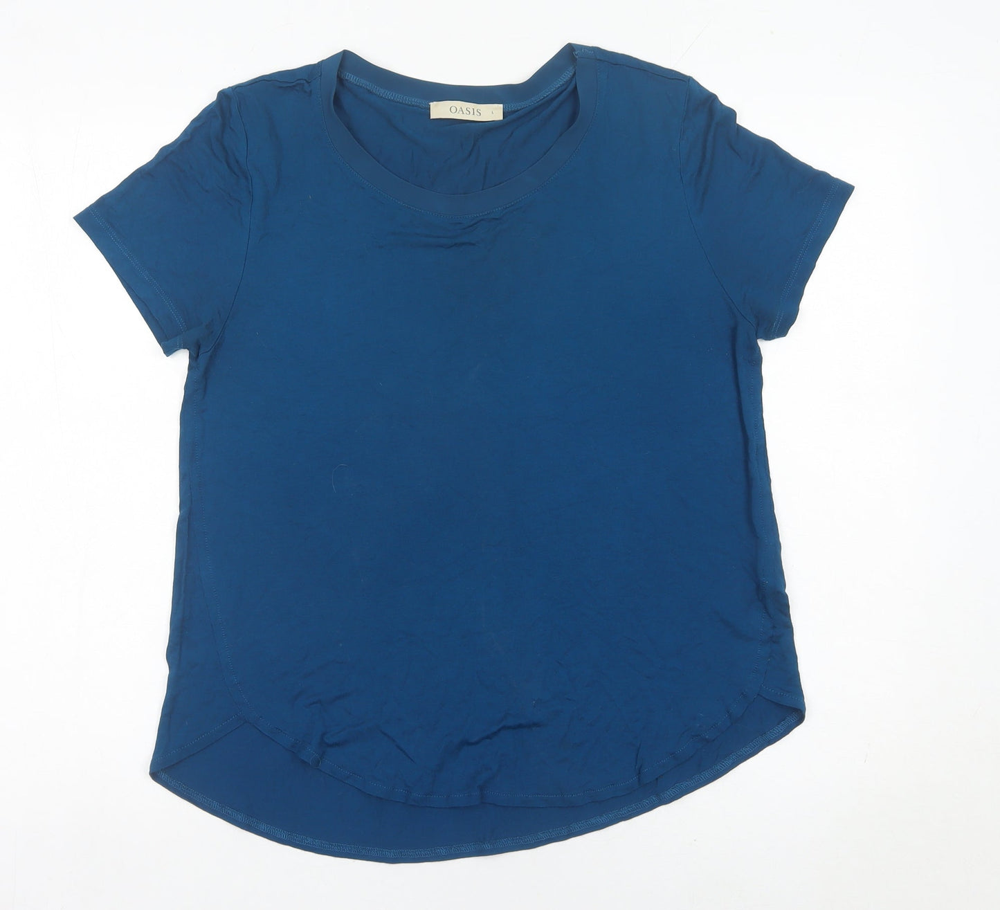 Oasis Women’s Blue Viscose Short Sleeve Basic T-Shirt Size L