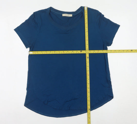 Oasis Women’s Blue Viscose Short Sleeve Basic T-Shirt Size L