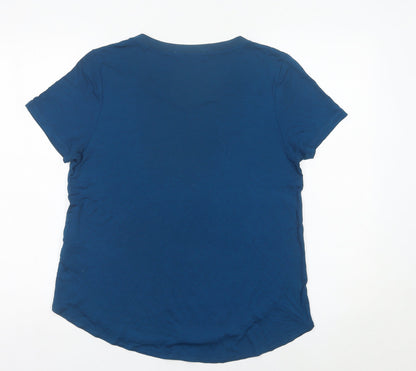 Oasis Women’s Blue Viscose Short Sleeve Basic T-Shirt Size L