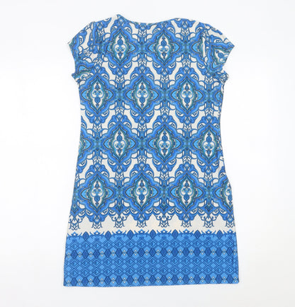 Dorothy Perkins Women’s Blue Shift Dress Size 10 Geometric Print