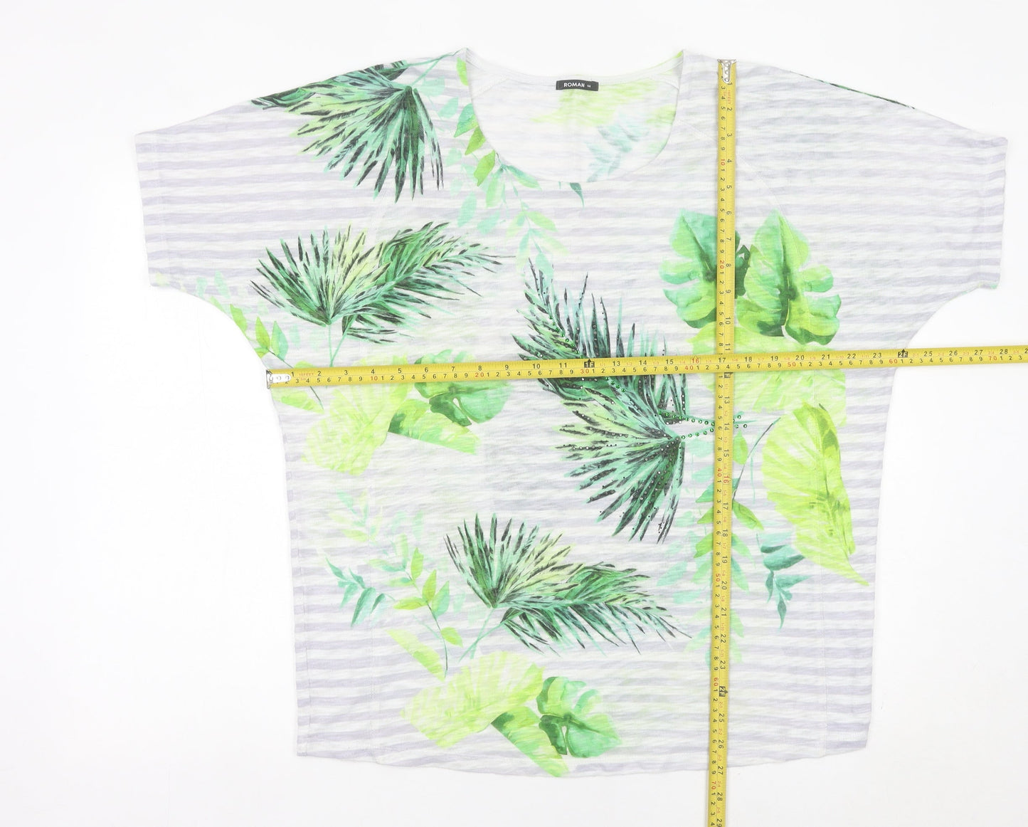 Womens UK Size 14 Roman Multicoloured Basic T-Shirt