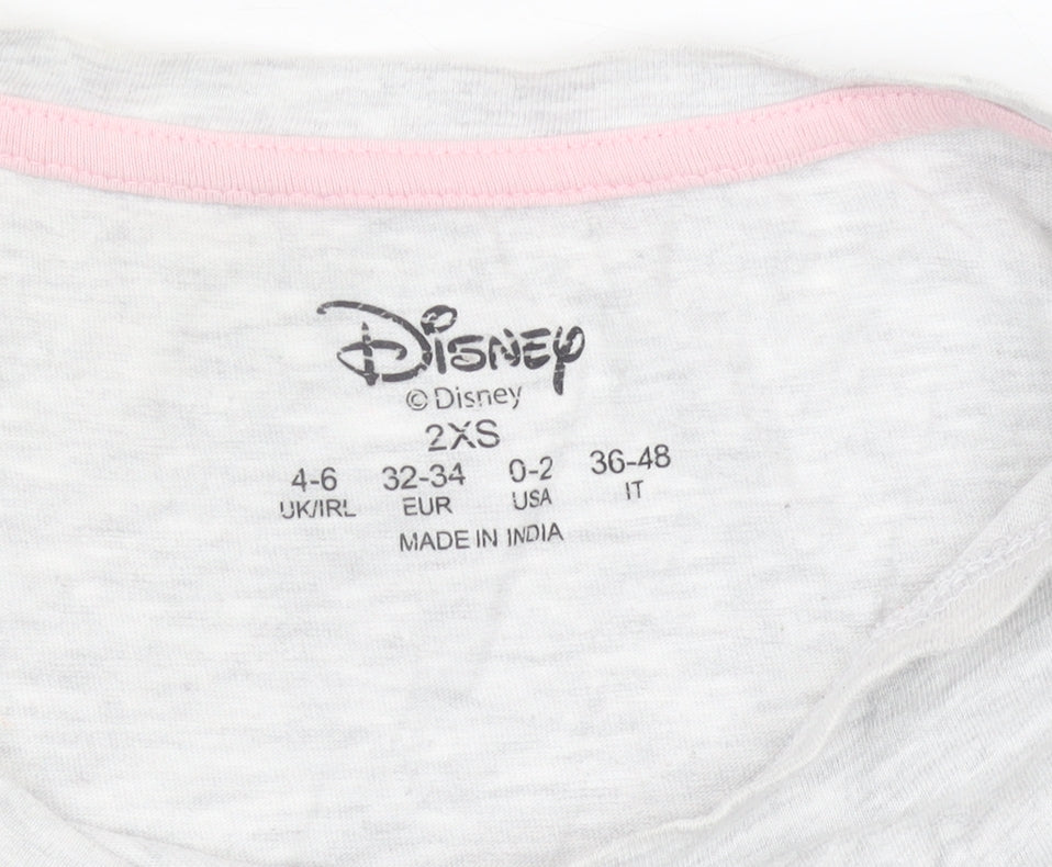 Womens UK Size 2XS Disney Grey Basic T-Shirt