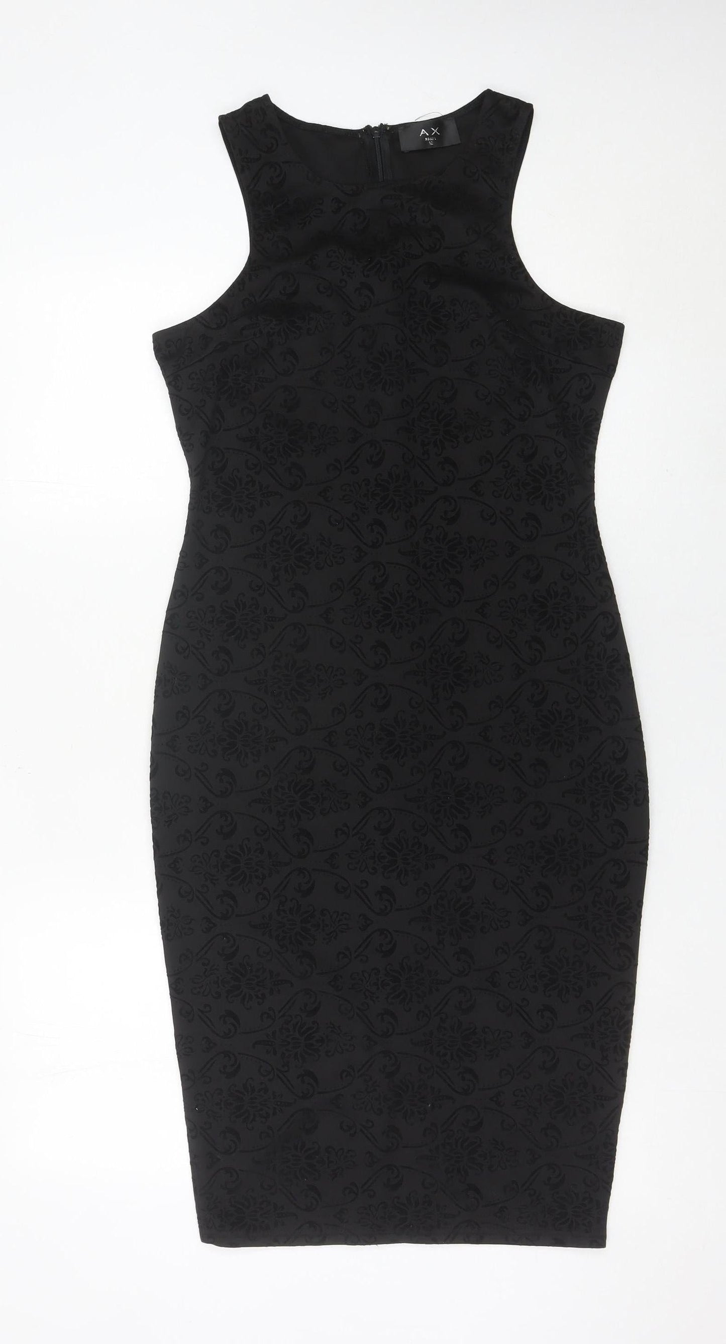 AX Paris Women Black Size 12 Sleeveless Bodycon Knee Length Party Dress