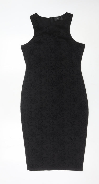 AX Paris Women Black Size 12 Sleeveless Bodycon Knee Length Party Dress