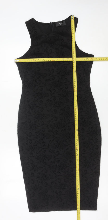 AX Paris Women Black Size 12 Sleeveless Bodycon Knee Length Party Dress