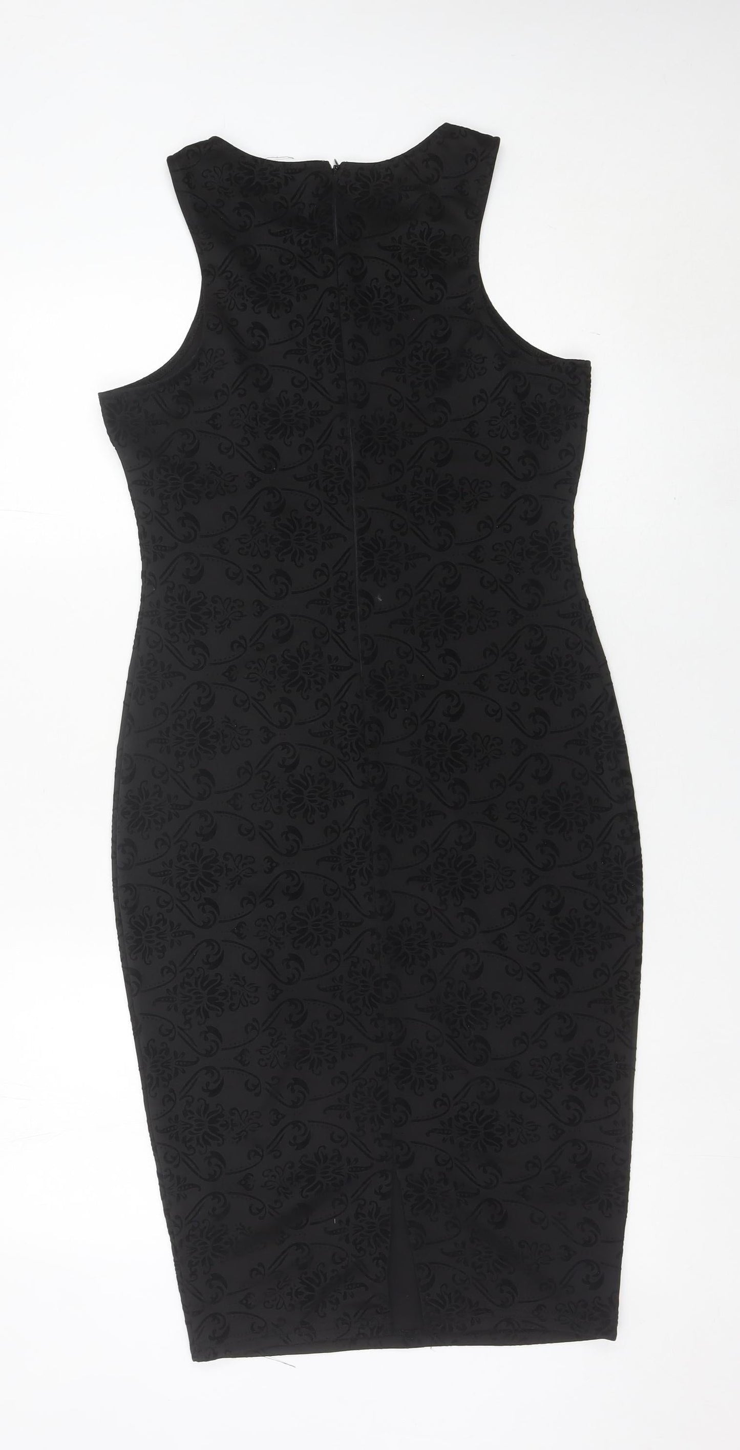 AX Paris Women Black Size 12 Sleeveless Bodycon Knee Length Party Dress