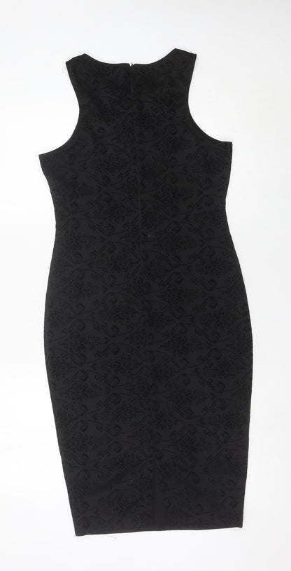 AX Paris Women Black Size 12 Sleeveless Bodycon Knee Length Party Dress