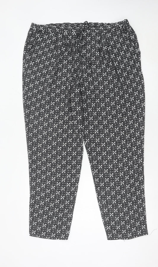 Bonmarché Women’s Black Geometric Jersey Stretch Trousers Size 18