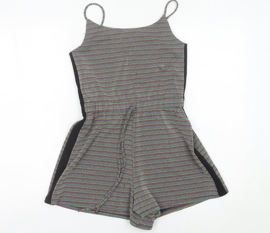 Topshop Women’s Multicoloured Striped Sleeveless Playsuit UK 8