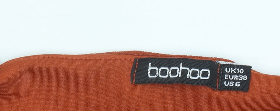 Boohoo Women’s Brown Size 10 Off Shoulder Ruffle Playsuit