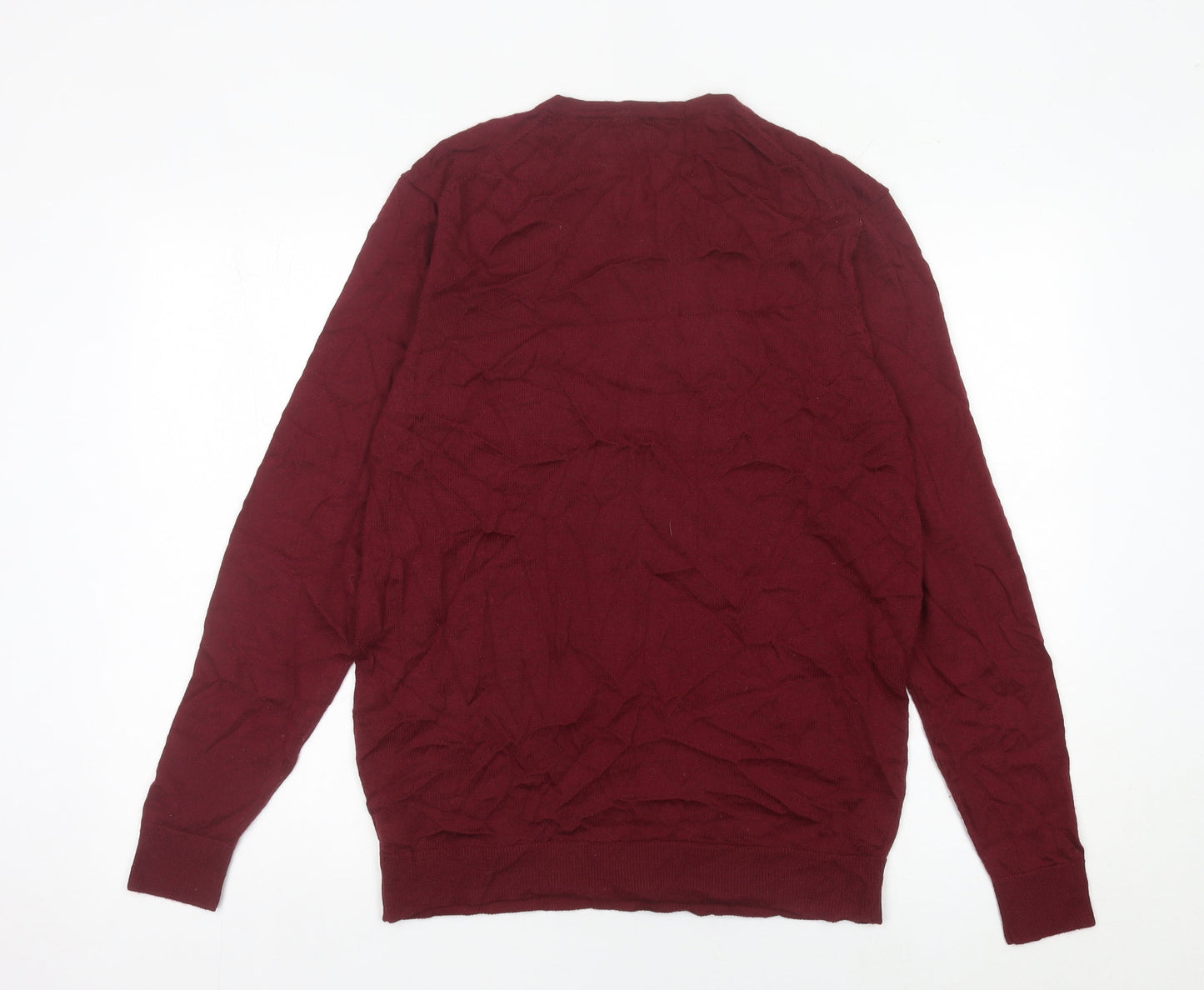 F&F Men’s Red Merino Wool V-Neck Jumper Size M Regular Fit