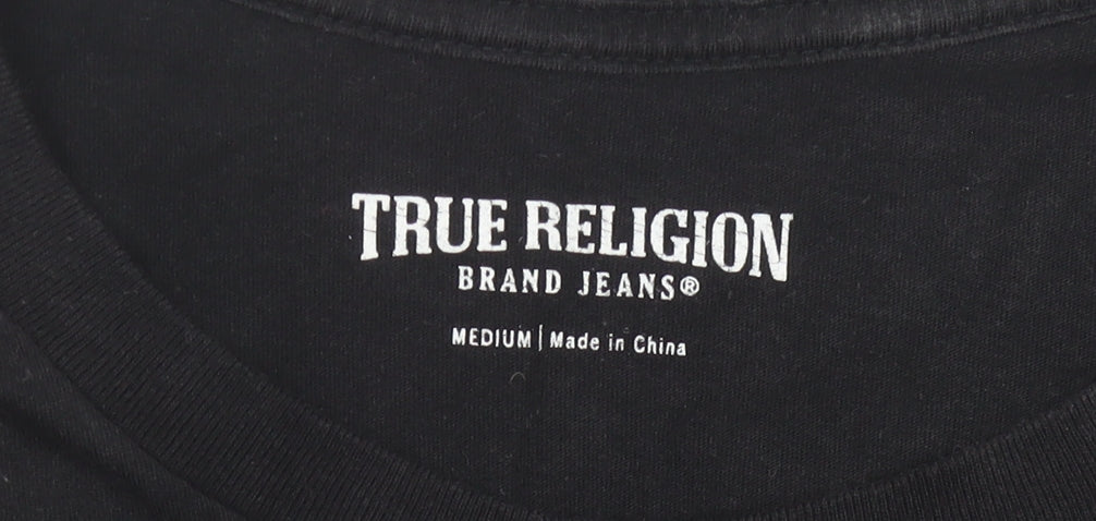 True Religion Men’s Black Medium Graphic Logo Music T-Shirt